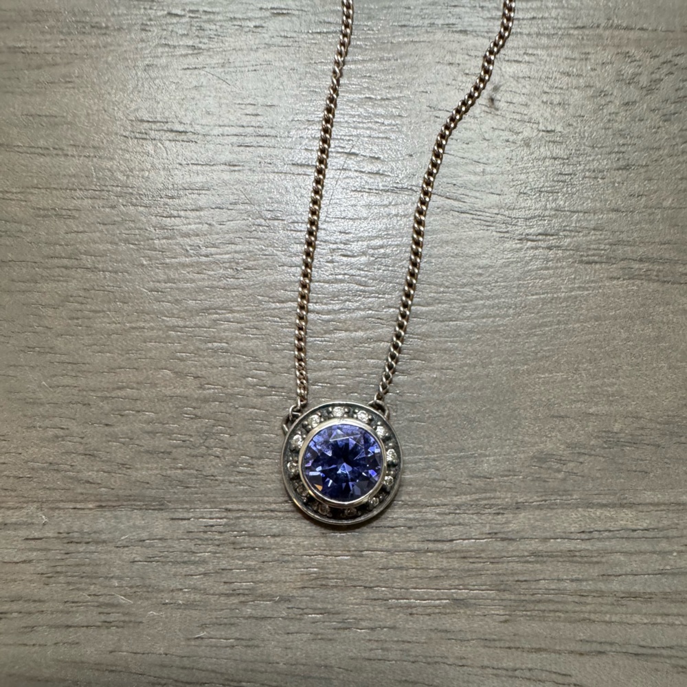 Silpada Silver Necklace with Purple Pendant